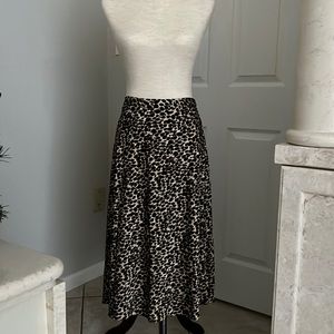 J Crew size XS pull-on polyester leopard print midi skirt